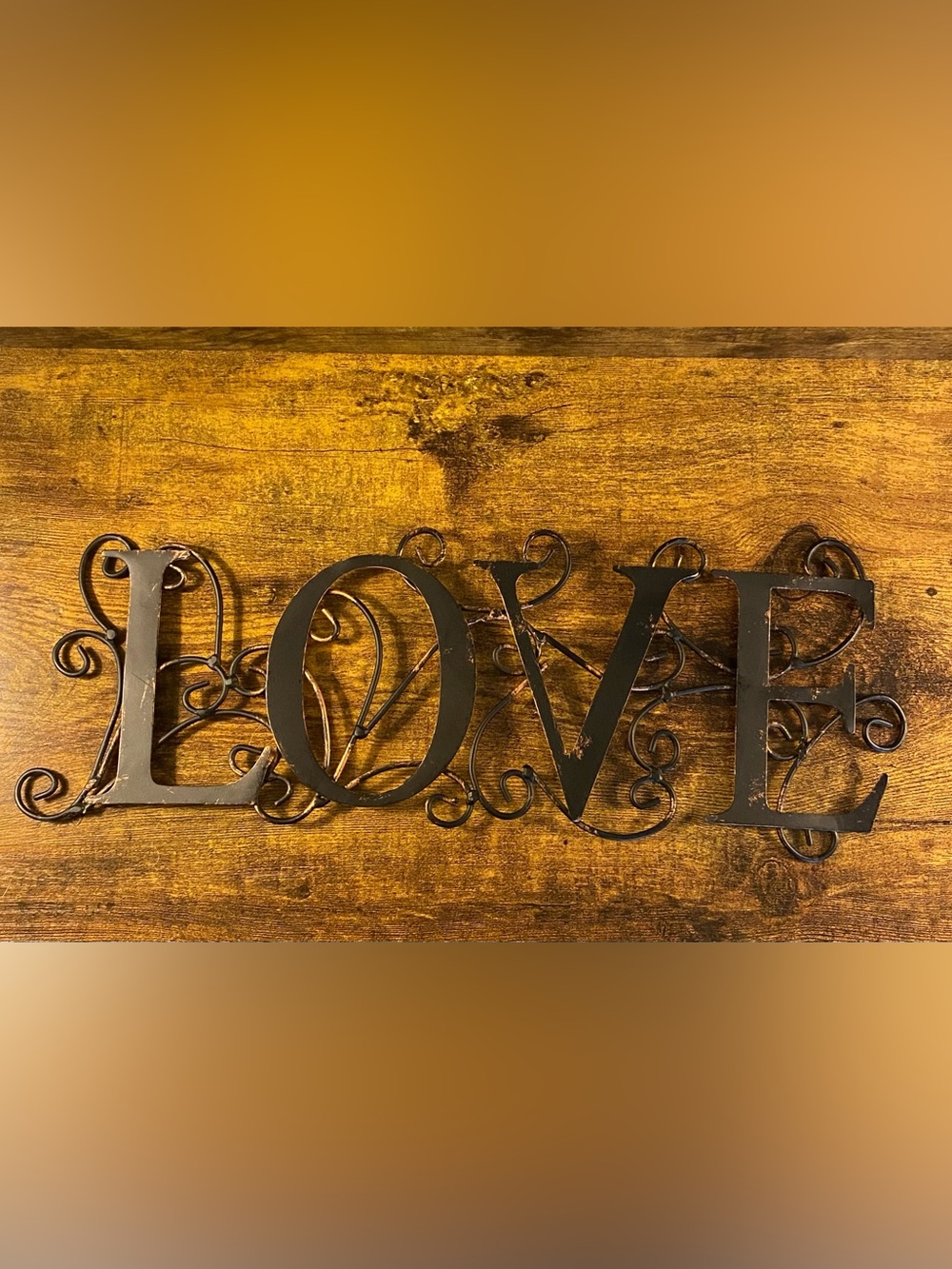 Black and bronze Metal ‘LOVE’ Wall Decor - Farmhouse Accent